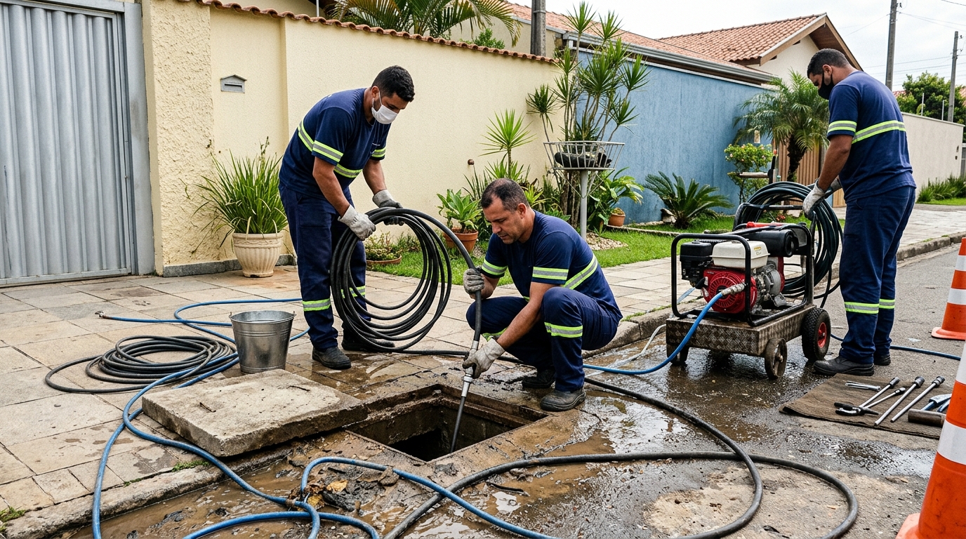 Desentupimento de esgoto residencial em Feira de Santana-BA